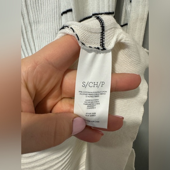 EUC Cabi Dashes Sweater Long Cardigan Size Small White and Black - Picture 8 of 10